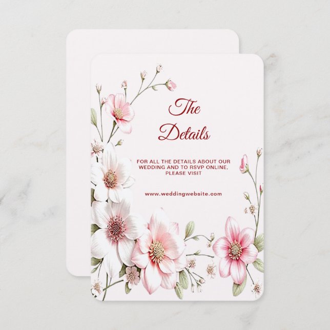 Elegante tarjeta de gabinete de detalles floral bl (Anverso / Reverso)
