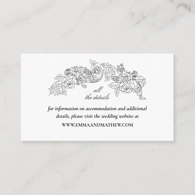 Elegante tarjeta de gabinete de sitio web de Boda  (Anverso)