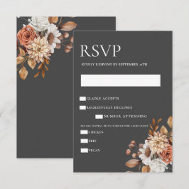 Elegante tarjeta de gabinete floral RSVP de otoño