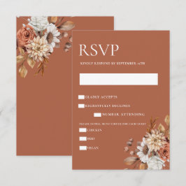 Elegante tarjeta de gabinete floral RSVP de otoño