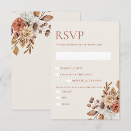 Elegante tarjeta de gabinete floral RSVP de otoño