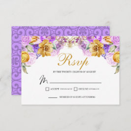 Elegante Tarjeta de Gabinete Lilac & Gold Floral R
