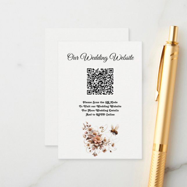 Elegante tarjeta de gabinete para Bodas de abejas  (Anverso/Reverso In Situ)