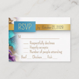 Elegante tarjeta de gabinete Purple, Gold y RSVP V