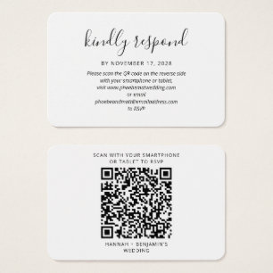 Elegante tarjeta de gabinete QR Code Wedding RSVP