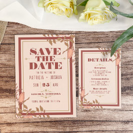 Elegante tarjeta de gabinete retro de Boda floral