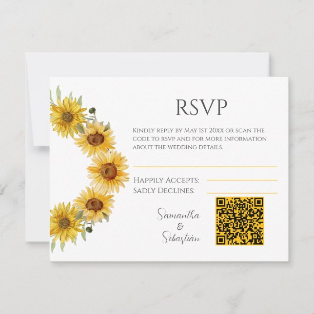 Elegante Tarjeta de Gabinete RSVP de boda de giras (Anverso)