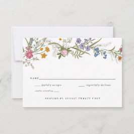 Elegante tarjeta de gabinete RSVP de Flor salvaje
