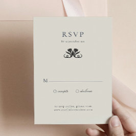 Elegante tarjeta de gabinete RSVP en blanco y negr