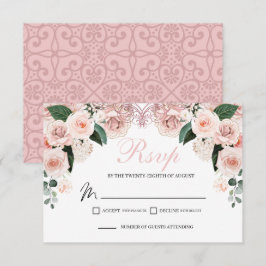 Elegante tarjeta de gabinete Rubor Pink Floral RSV