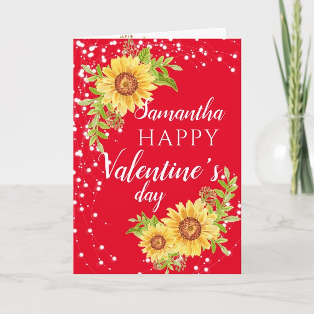 Elegante tarjeta de girasol floral de San Valentín (Anverso)