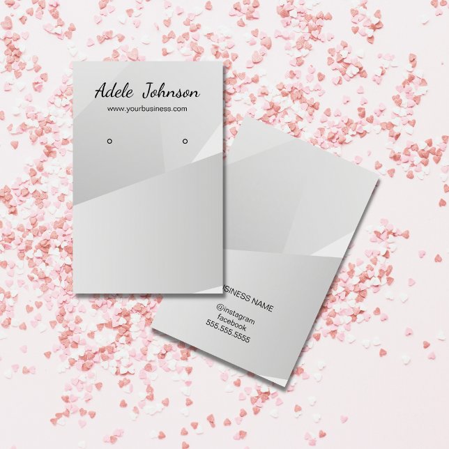 Elegante tarjeta de giro geométrico Faux Silver (Subido por el creador)