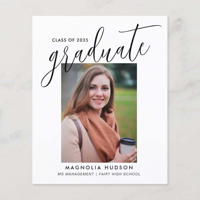 Elegante Tarjeta de Graduación de Fotografías de G (Anverso)