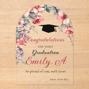 Elegante tarjeta de graduación floral - Nombre per