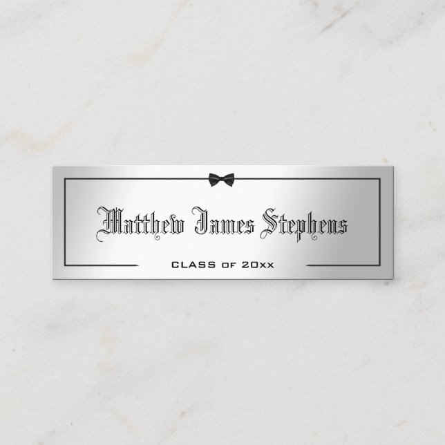 Elegante tarjeta de graduación formal de plata Ins (Anverso)