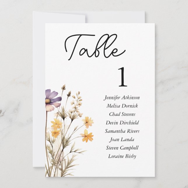 Elegante Tarjeta de gráfico de Boda de flores mora (Anverso)