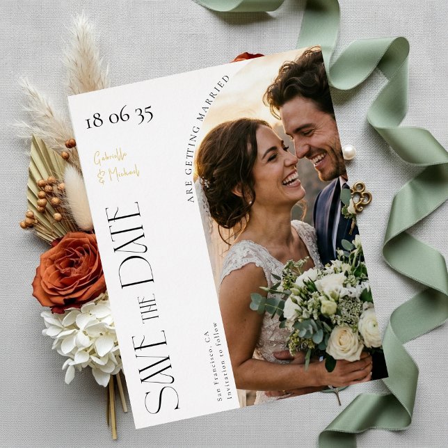 Elegante Tarjeta de Guardar Fecha de Boda con Letr (Subido por el creador)