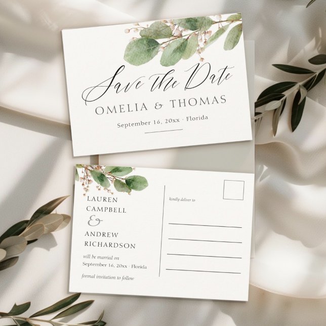 Elegante tarjeta de guardar la fecha de boda con v (Subido por el creador)