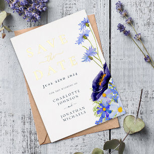 Elegante tarjeta de guardar la fecha de boda de fl