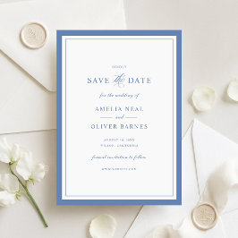Elegante tarjeta de guardar la fecha de boda en az