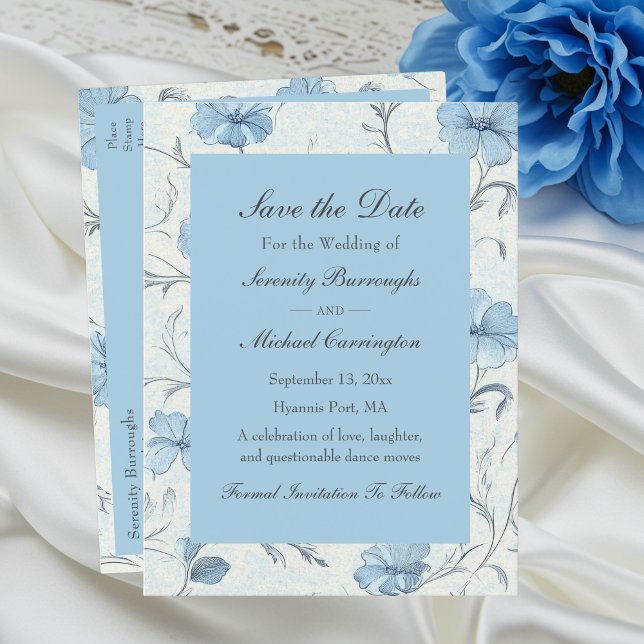 Elegante tarjeta de guardar la fecha de boda flora (Subido por el creador)