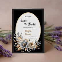 Elegante tarjeta de guardar la fecha de boda flora