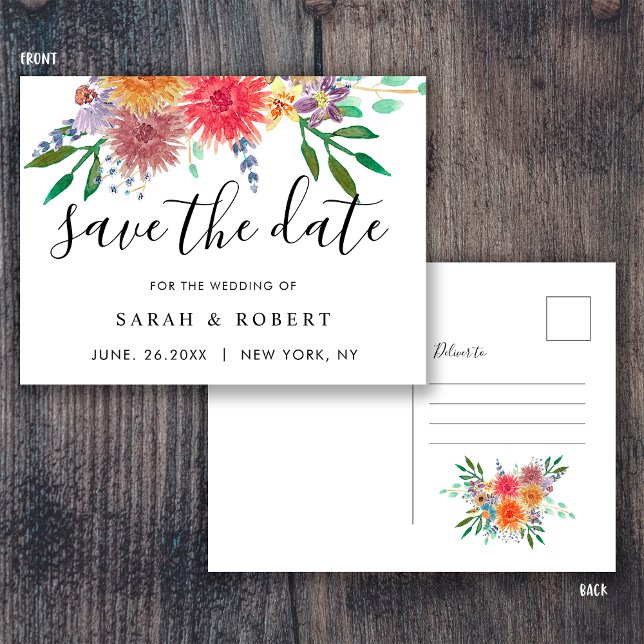 Elegante tarjeta de guardar la fecha de boda flora (Subido por el creador)