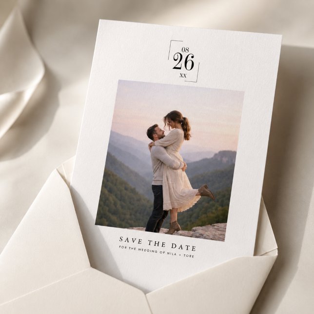 Elegante tarjeta de guardar la fecha de boda minim (Subido por el creador)