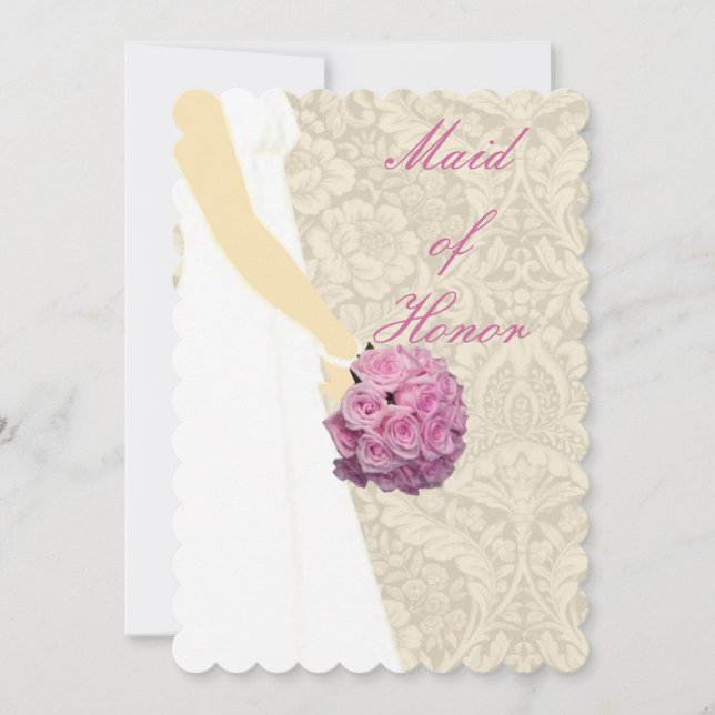 Elegante Tarjeta De Honor De Empleada De Boda (Anverso)