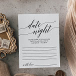 Elegante tarjeta de ideas nocturna de caligrafía n<br><div class="desc">Estas elegantes tarjetas de ideas de noche de caligrafía negra son la actividad perfecta para una simple boda o una ducha de novia. El diseño neutro cuenta con una tarjeta minimalista decorada con una tipografía romántica y caprichosa. El cartel de Jar de fecha se vende por separado.</div>