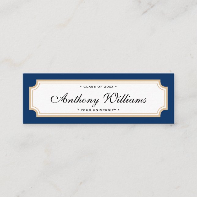 Elegante tarjeta de identificación clásica azul y  (Anverso)