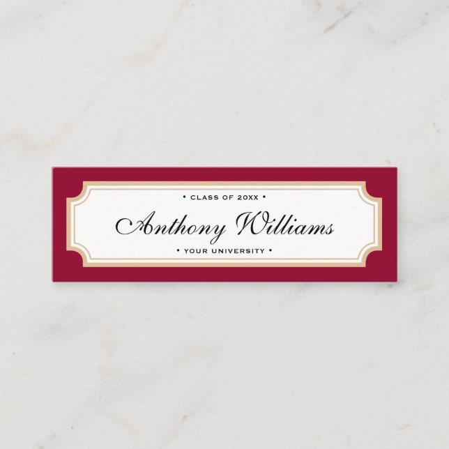 Elegante tarjeta de identificación clásica roja y  (Anverso)