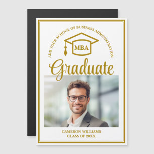 Elegante tarjeta de imán de fotografía de graduaci