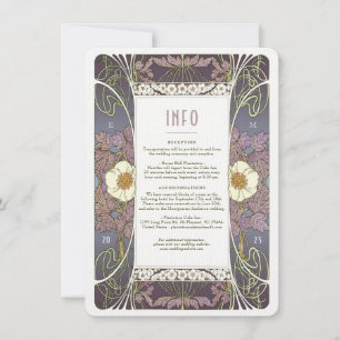 Elegante tarjeta de información Boda Art Nouveau
