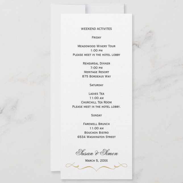Elegante Tarjeta de Información Boda de Script - O (Anverso)