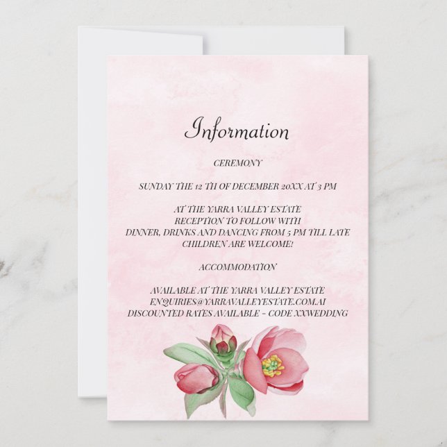 Elegante Tarjeta de Información de Bodas. Invitaci (Anverso)