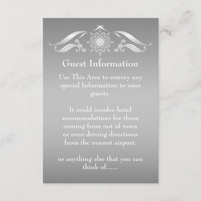 Elegante tarjeta de información de invitado blanco (Anverso)