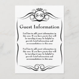 Elegante Tarjeta de información de Monograma