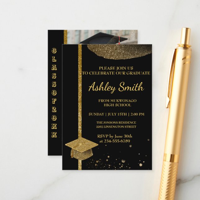 elegante tarjeta de inscripción de graduación (Anverso/Reverso In Situ)