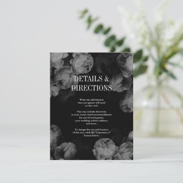 Elegante tarjeta de inserción Boda de rosas blanca (Anverso de pie)