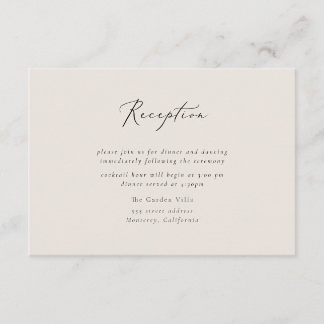Elegante Tarjeta de inserción de recepción de guio (Anverso)