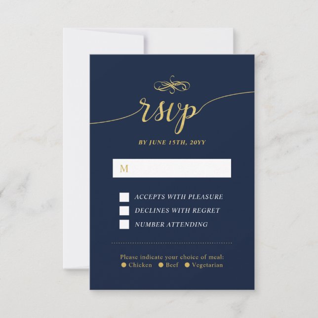 Elegante tarjeta de inserción RSVP Classic Wedding (Anverso)