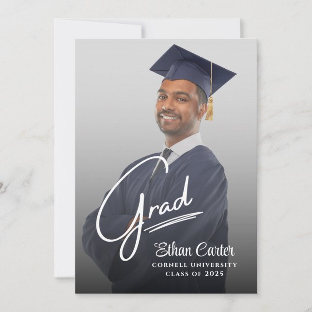Elegante Tarjeta de invitación a graduación (Anverso)