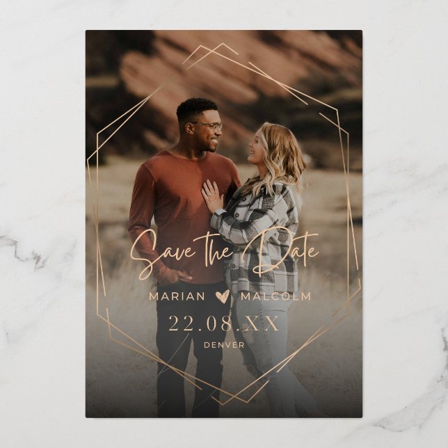 Elegante tarjeta de invitación a la boda (Anverso)