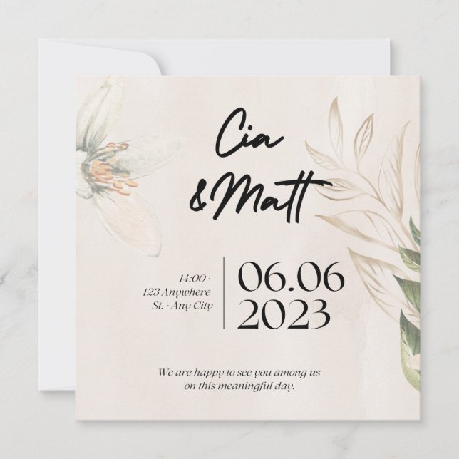 Elegante tarjeta de invitación a la boda (Anverso)
