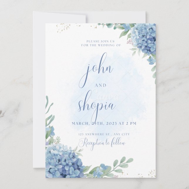 Elegante tarjeta de invitación a la boda (Anverso)