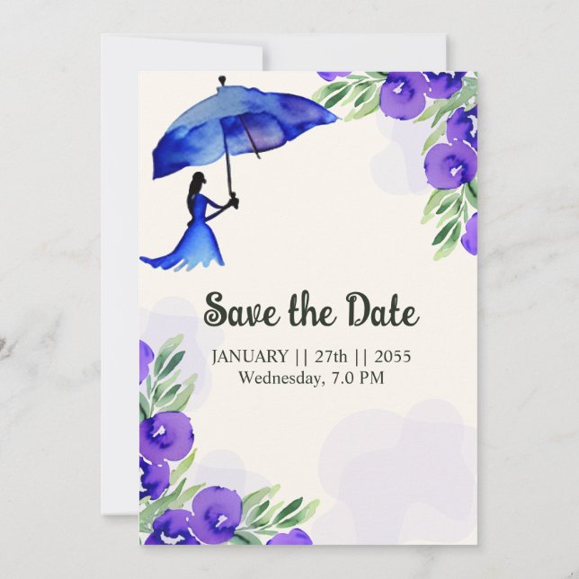 Elegante tarjeta de invitación a la boda acuarela (Reverso)