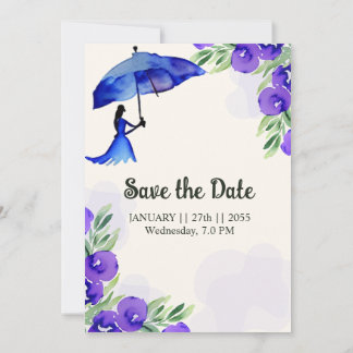 Elegante tarjeta de invitación a la boda acuarela