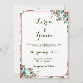 Elegante tarjeta de invitación a la boda acuarela