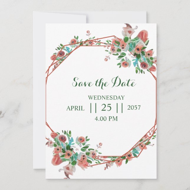 Elegante tarjeta de invitación a la boda acuarela (Reverso)
